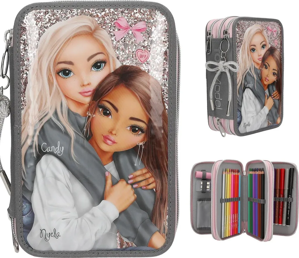 Trousse triple compartiment TOPModel Depesche grand format rouge 83 - 6