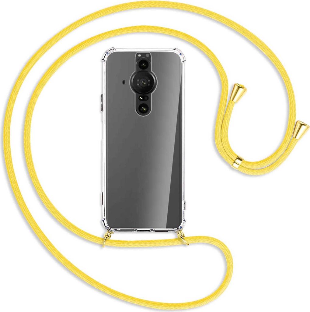 Handykette Backcover-Schutzhülle mit Band (Metall goldfarben) für Sony Xperia PRO-I - gelb
