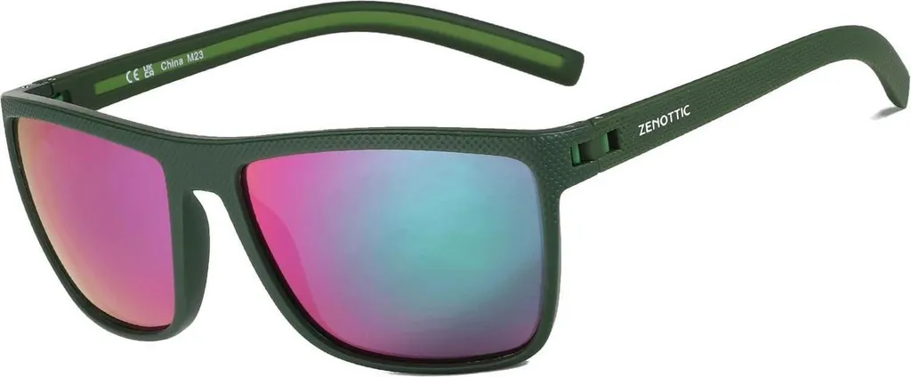 Occhiali da Sole Polarizzati Uomo TR90 UV400 Quadrati C19 Verde Viola
