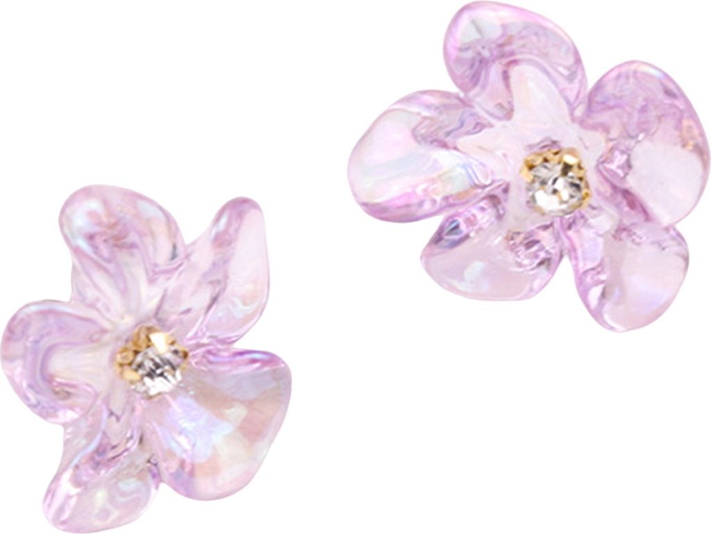 Paar Damen-Ohrstecker mit Blumenmotiv, unregelmäßig, transparent, kleine Blütenblätter, Strass-Dekor, Pendeln, Dating, Abschlussball, Damen-Ohr...