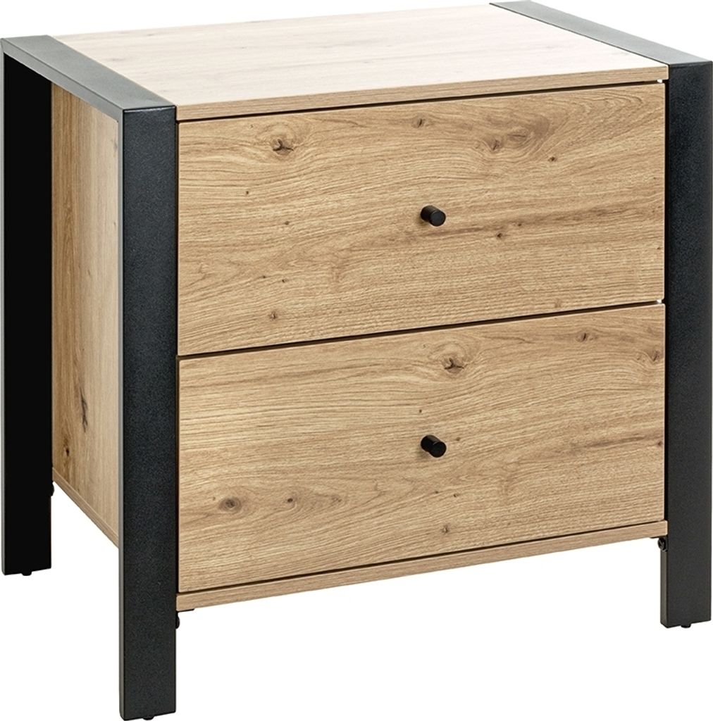Konsole >54415< in eiche, schwarz, MDF, Metall - 60x60x42cm (BxHxT)