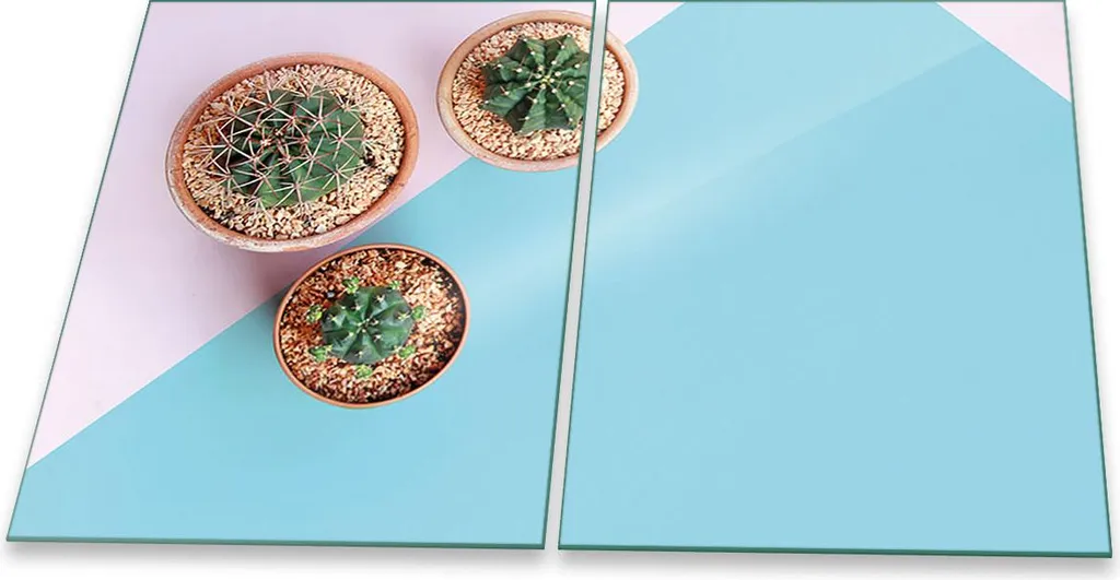 Coprifornelli in Vetro 2 Pezzi 40x52 cm Decorazione Piante Blu Universale