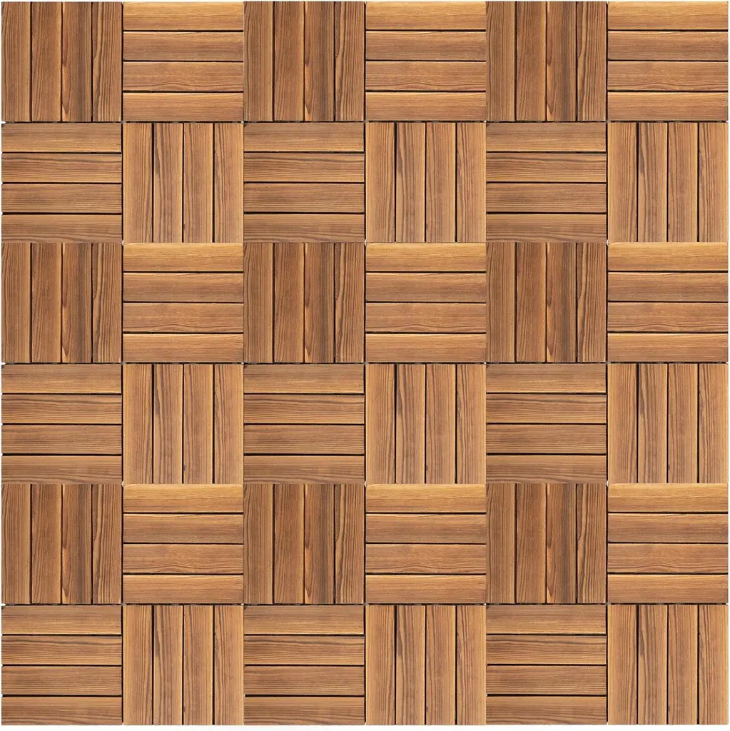 Revêtement de sol pour balcon et terrasse en bois clipsable marron 36x