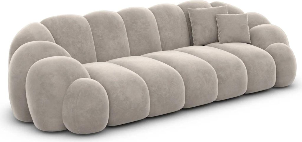 Samtstoff 3-Sitzer Couch Liora Sand