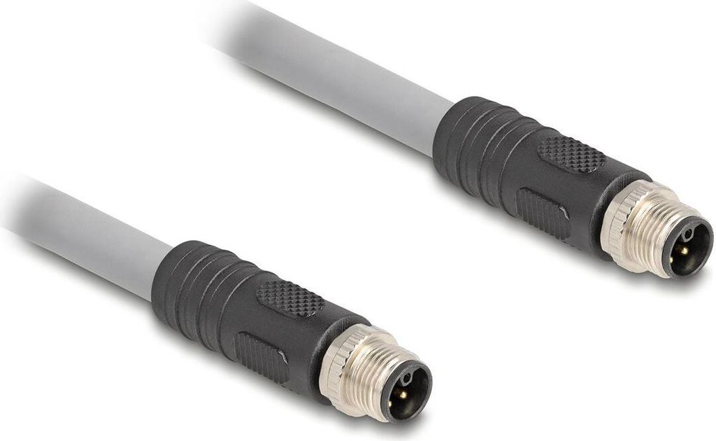 Delock - Sensorkabel - M12 (5-polig) (M) zu M12 (5-polig) (M) 16 A - 3,0m - L-codiert, Zugkette, silikonfrei - Grau (8