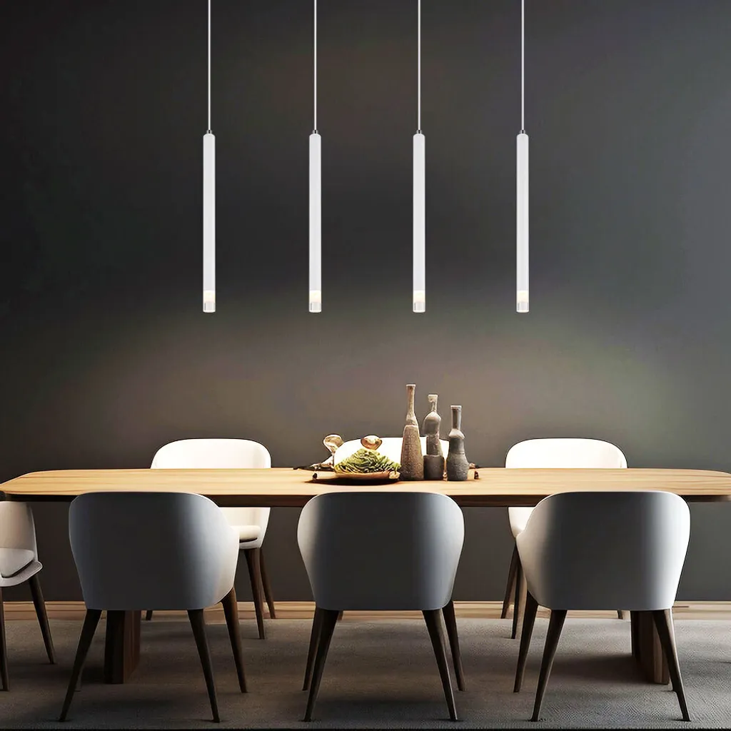 Lustre à suspendre blanc pour éclairer une table de salle à manger