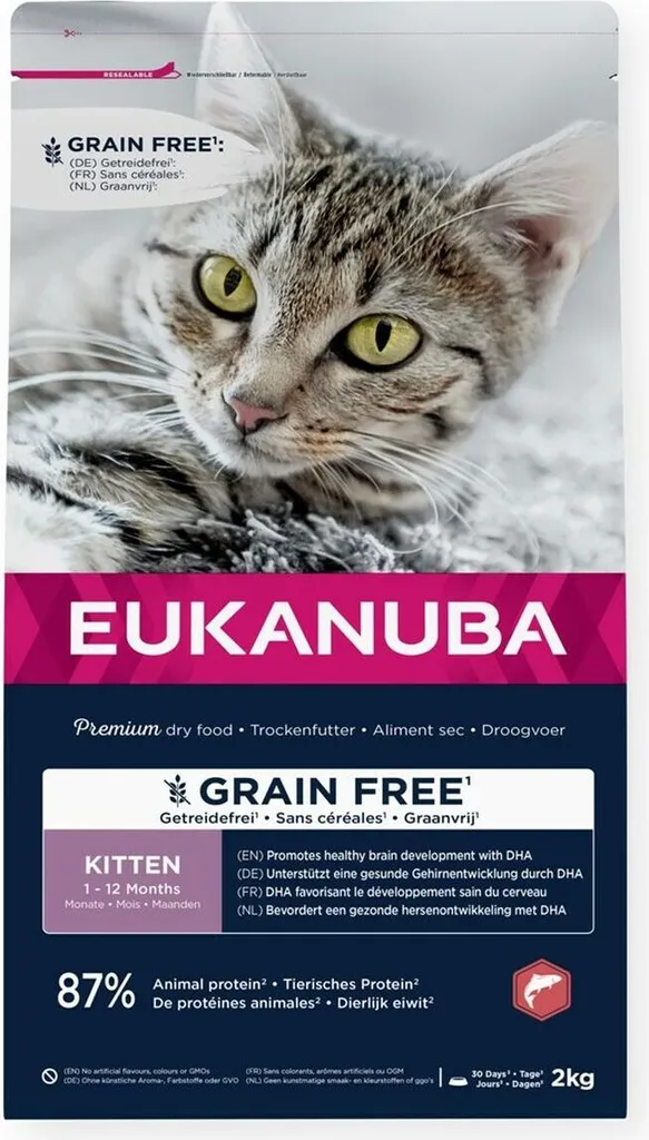 Alimentation Chatons sans Céréales Eukanuba au Saumon et Poisson 2 Kg
