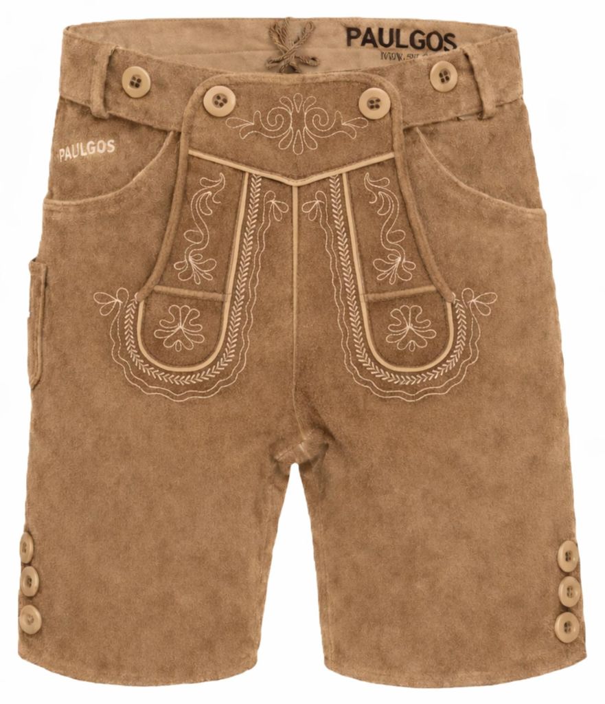 PAULGOS Herren Trachten Lederhose Kurz - HK2 - Echtes Leder Produktbild 