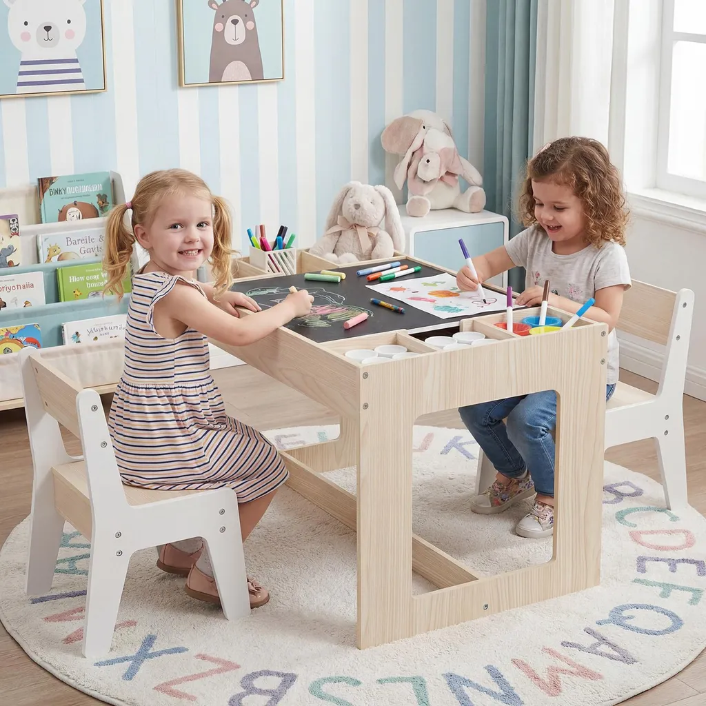 Crea l'Angolo delle Meraviglie: COSTWAY Set Tavolo e Sedie 3 in 1 - 2