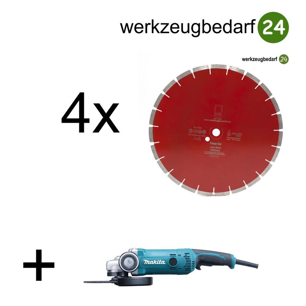 4 St. Diamanttrennscheibe D350/25,4 Power Cut + 1 Winkelschleifer Makita GA9050