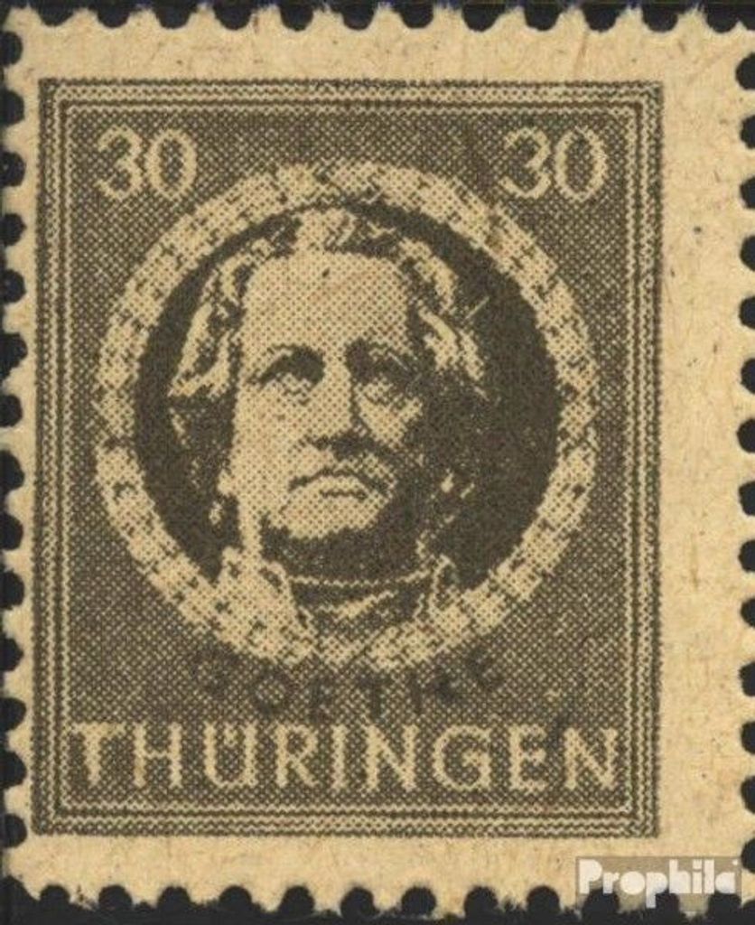 Briefmarken Sowjetische Zone (All.Bes.) 1945 Mi 99III, verdicktes T von THÜRINGEN (Feld 90) postfrisch Thüringen