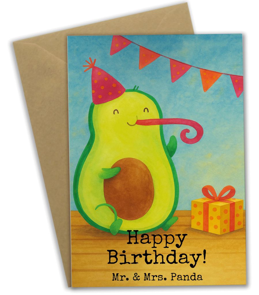 Mr. & Mrs. Panda Grußkarte Avocado Geburtstag Design - Weiß - Geschenk, Alles Gute, Grußkarten, Happy Birthday, Party, einladungskarten, Feier, ...