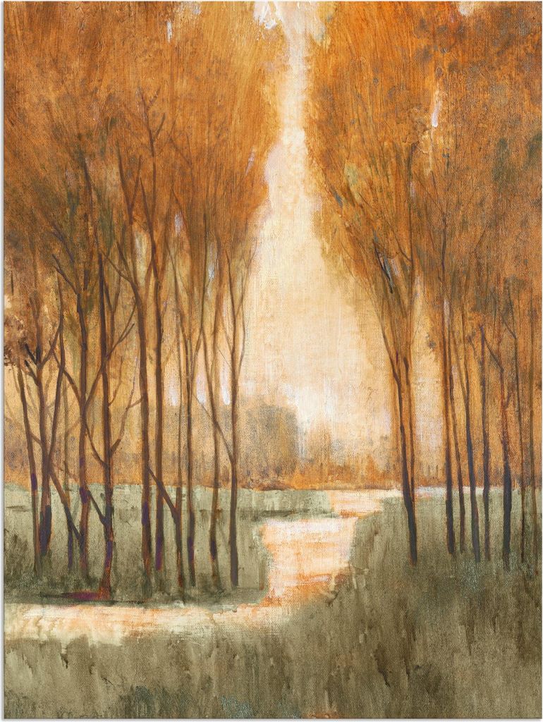 ARTland Wandbild Alu für Innen & Outdoor Goldener Wald I Größe: 80x60 cm