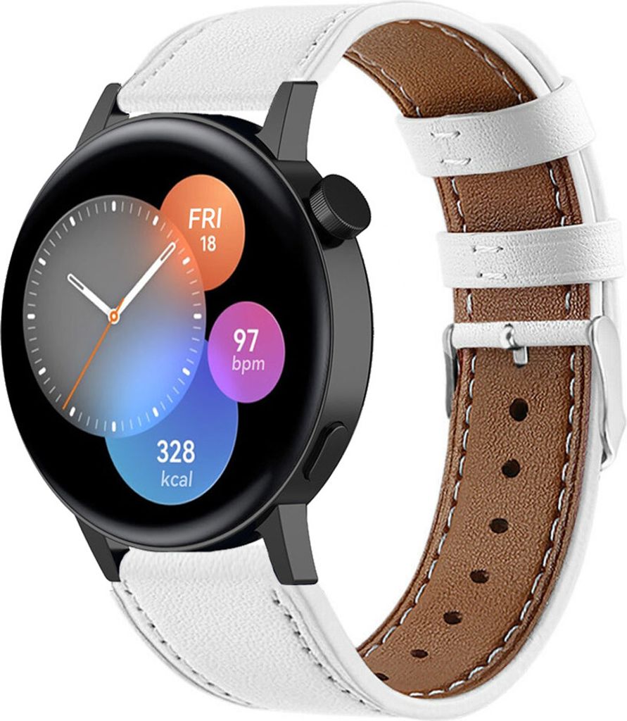 Strap-it Huawei Watch GT 3 42mm Armband Leder (Weiß)