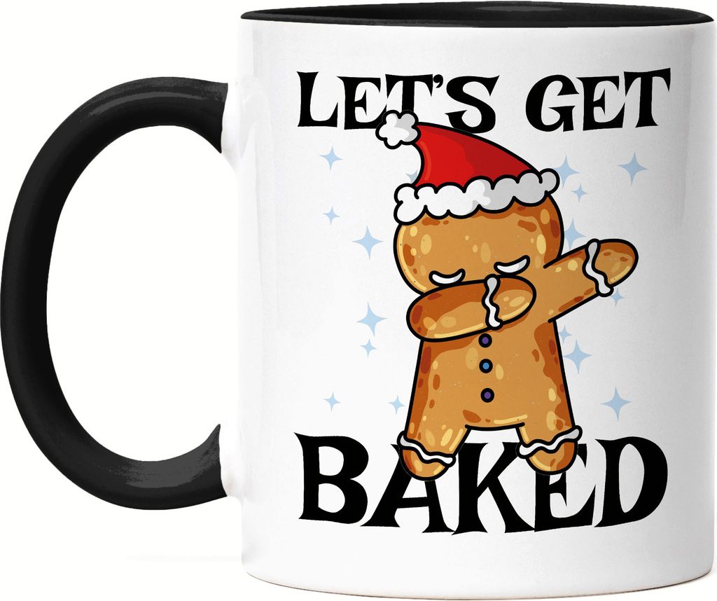 Let's Get Baked Tasse Schwarz Advent Weihnachten Weihnachtszeit Lebkuchen Kekse Backen Merry Christmas Cookies
