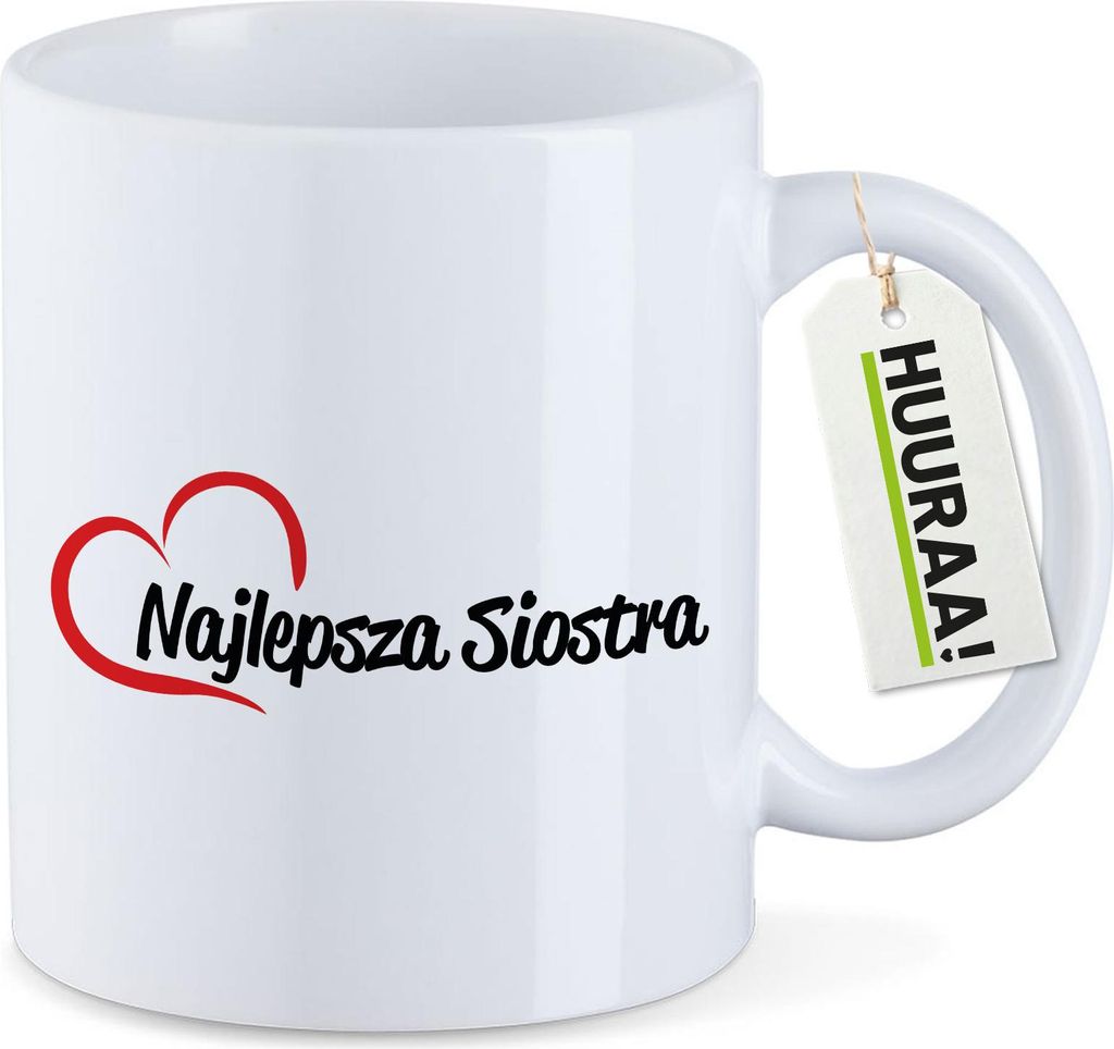Huuraa Kaffeetasse Najlepsza Siostra Serce 330ml Weiß Keramik Kaffeebecher Geschenkidee