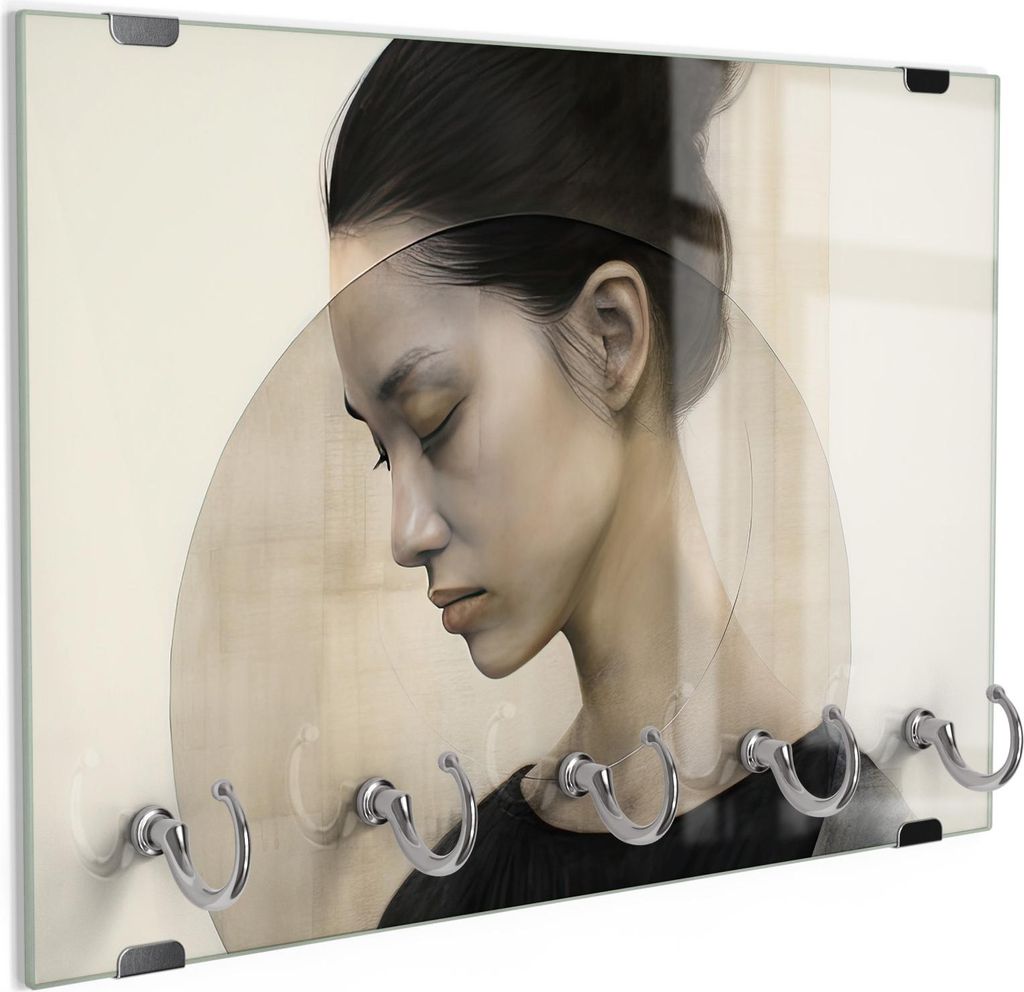 DEQORI Schlüsselbrett Glas 30x20 cm 'Innere Räume' Schlüssel Halter Board Haken