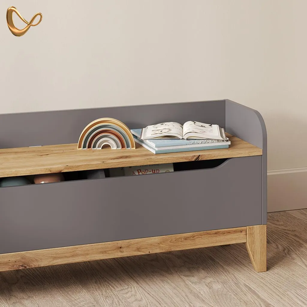 Solution rangement chambre enfant : Coffre Banc Livinity Malia Gris