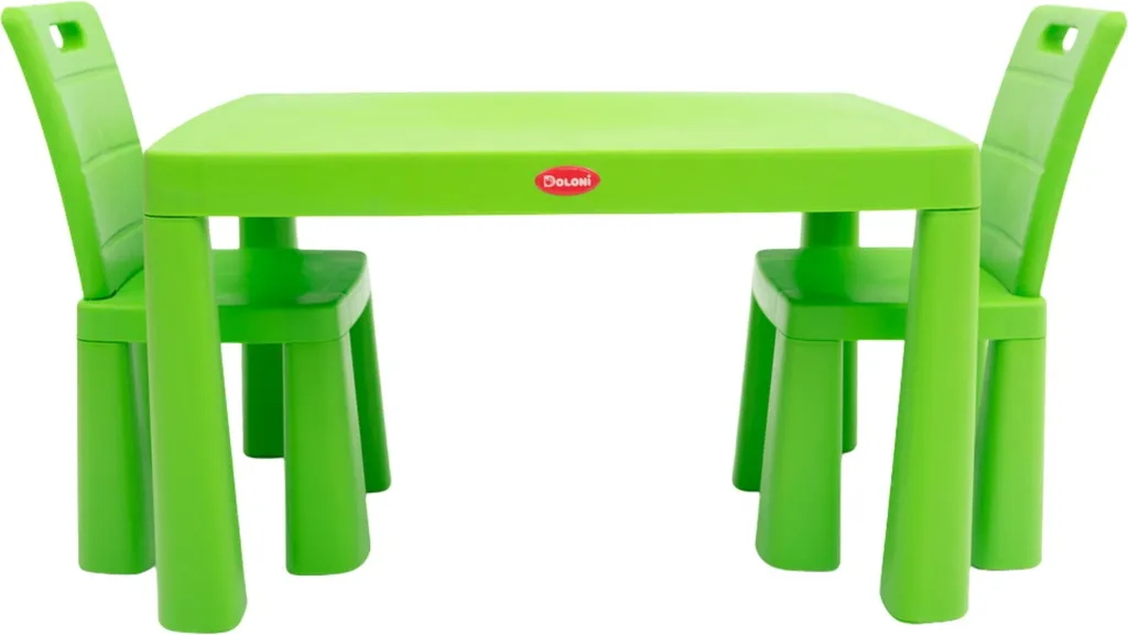 Doloni Ensemble de repas pour enfants Vert - Table et chaises robustes