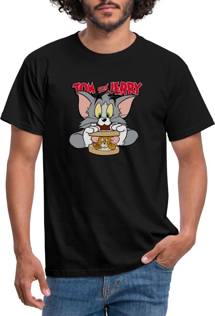 Spreadshirt Tom Und Jerry Maus-Sandwich Männer T-Shirt, M, Schwarz