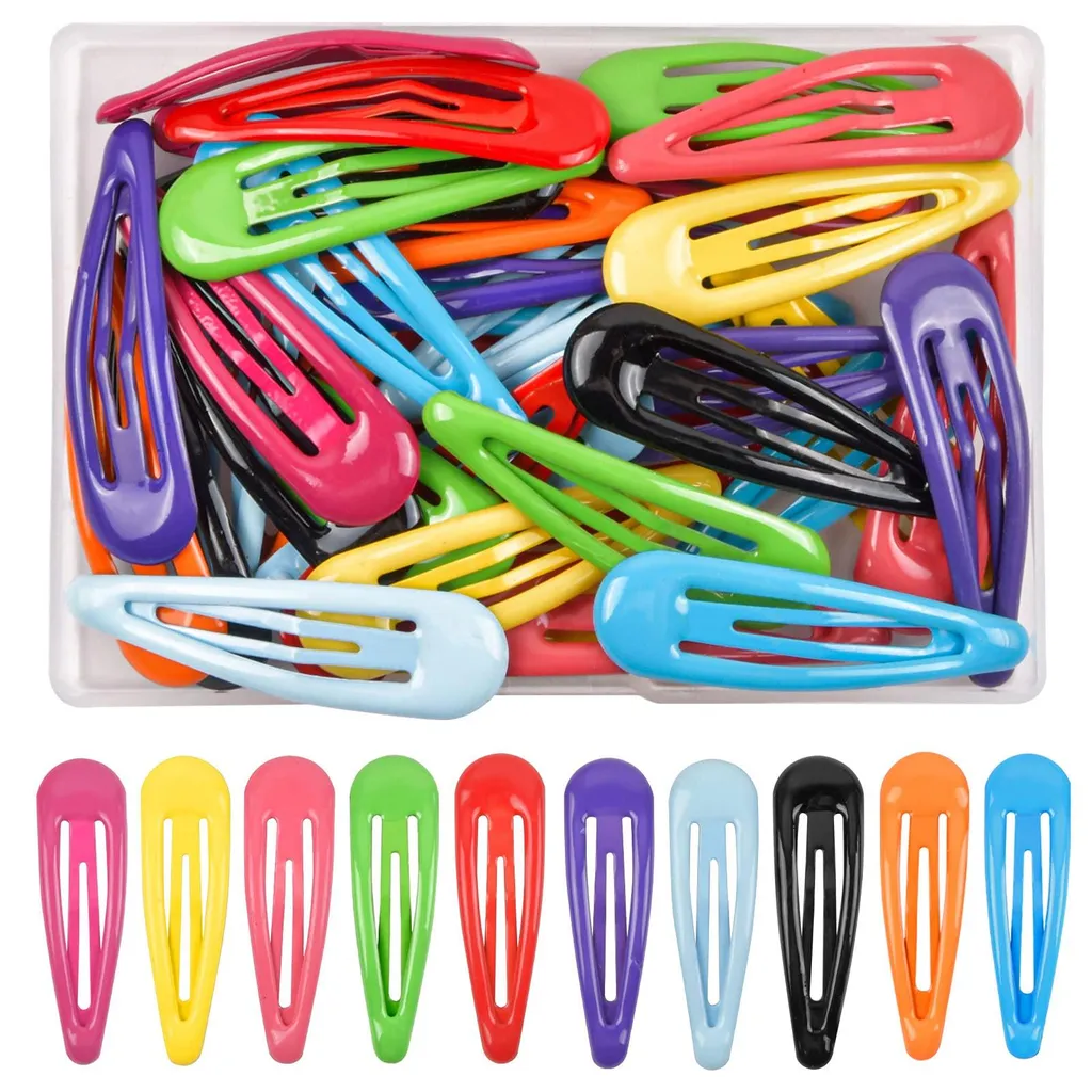 Barrettes Métal Antidérapantes pour Fille - Pinces Colorées 5 cm Lot de 40