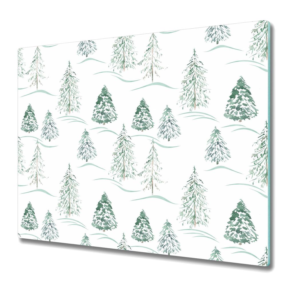 Küchenteller - Schneidebrett Glas - Herdabdeckung -Winterwaldbäume