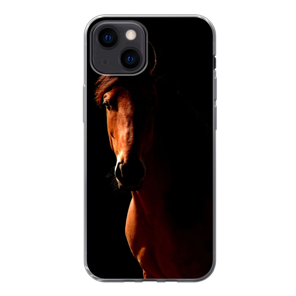 MuchoWow Handyhülle Schutzhülle Hülle für iPhone 13 mini Pferd - Licht - Porträt Silikon Softcase Handy Hülle - Softcase