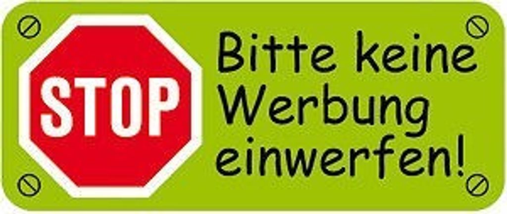 PVC Aufkleber für Briefkasten Briefkästen - KEINE WERBUNG - 302079 - Gr. ca. 48 x 20 mm