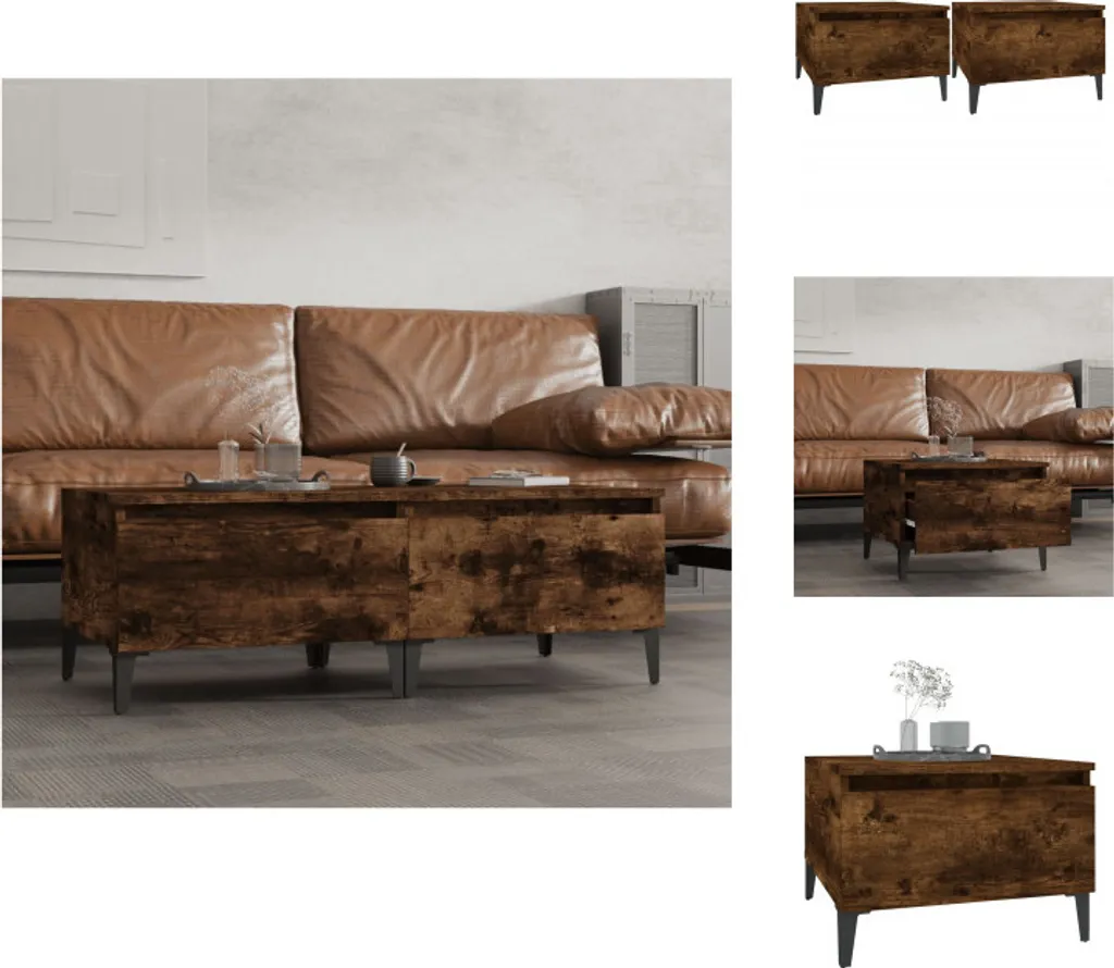 vidaXL Tavolini 2 pz. Rovere affumicato 50x46x35 cm materiale a base di legno - Tavolini