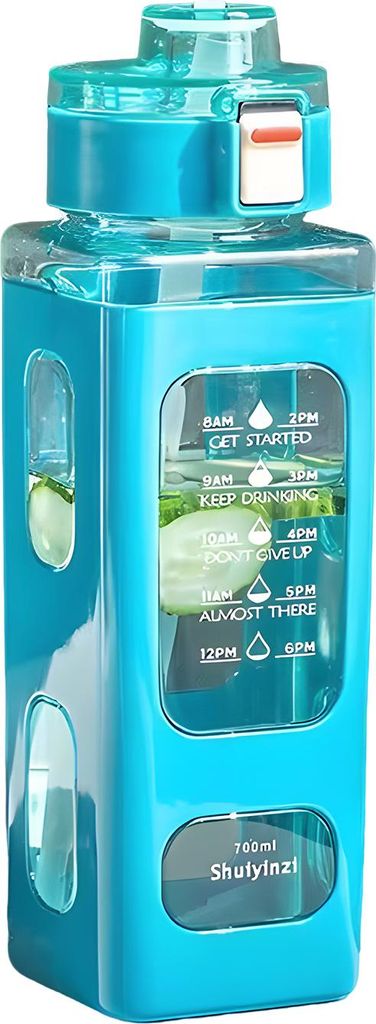 700 ml Sport-Wasserflasche mit Zeitmarkierung, auslaufsicher, tragbar, Schnabeltasse, tragbar, wiederverwendbar, Fahrrad-Wasserflasche für draußen