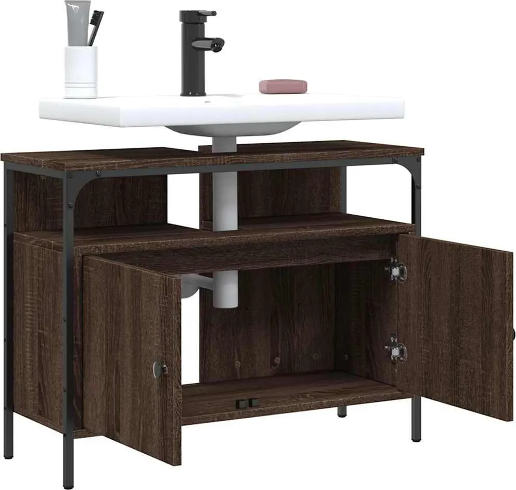 Mobiletto Rovere Marrone 80x30x60 cm vidaXL | Mobile Multiuso Design - 3