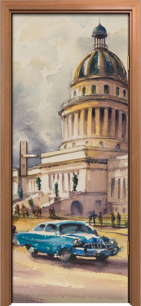 Türposter 80x200 cm Türaufkleber Türtapete Türfolie Klebefolie Alte amerikanische Oldtimer Fahrten