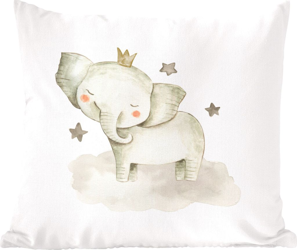 MuchoWow Zierkissen Sofakissen Wohnzimmer Dekokissen 50x50 cm Dschungel - Elefant - Krone - Komfort - Sofakissen