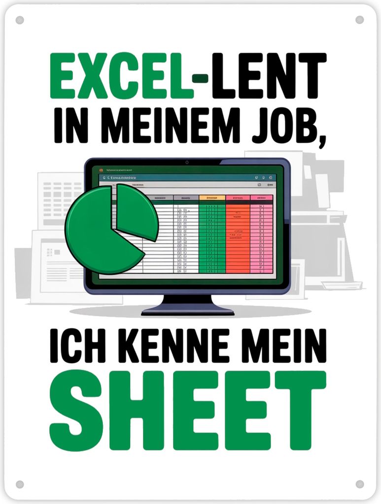 EXCEL-LENT in meinem Job Metallschild XL in 21x28 cm für Excel-Profis