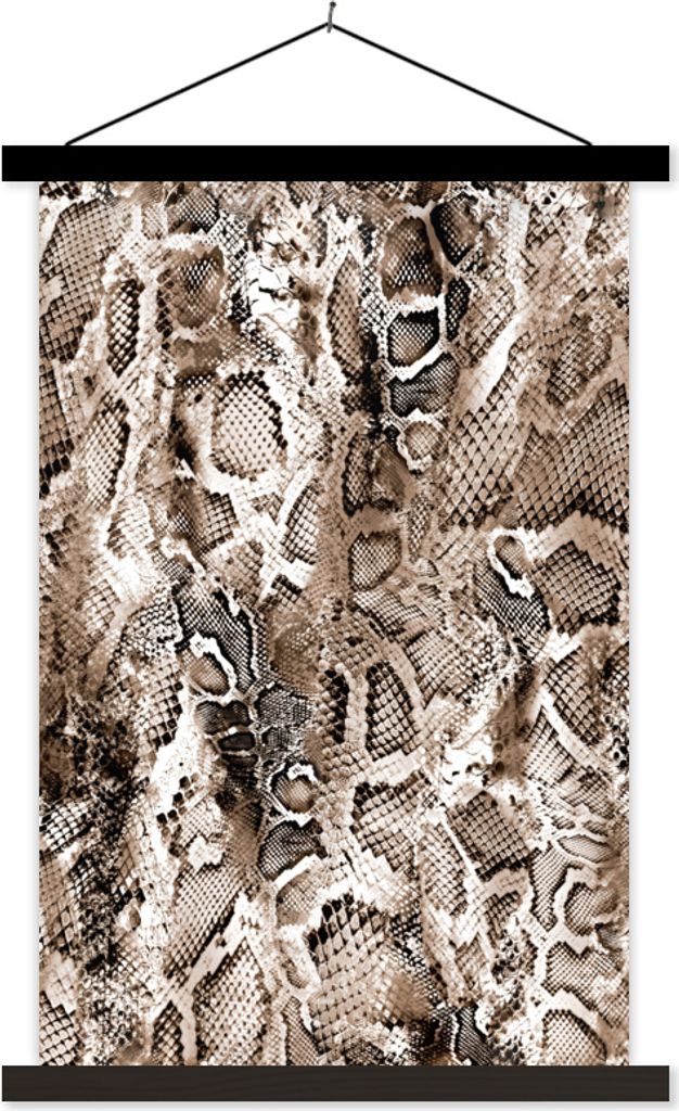 MuchoWow Textilposter Tiermuster - Schlange - Braun 40x60 cm mit schwarzem Rahmen - Wanddekorationen