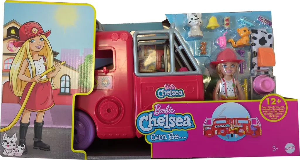 Jouet Pompier Barbie Chelsea HCK73 : Sauvez vos Animaux avec ce Camion