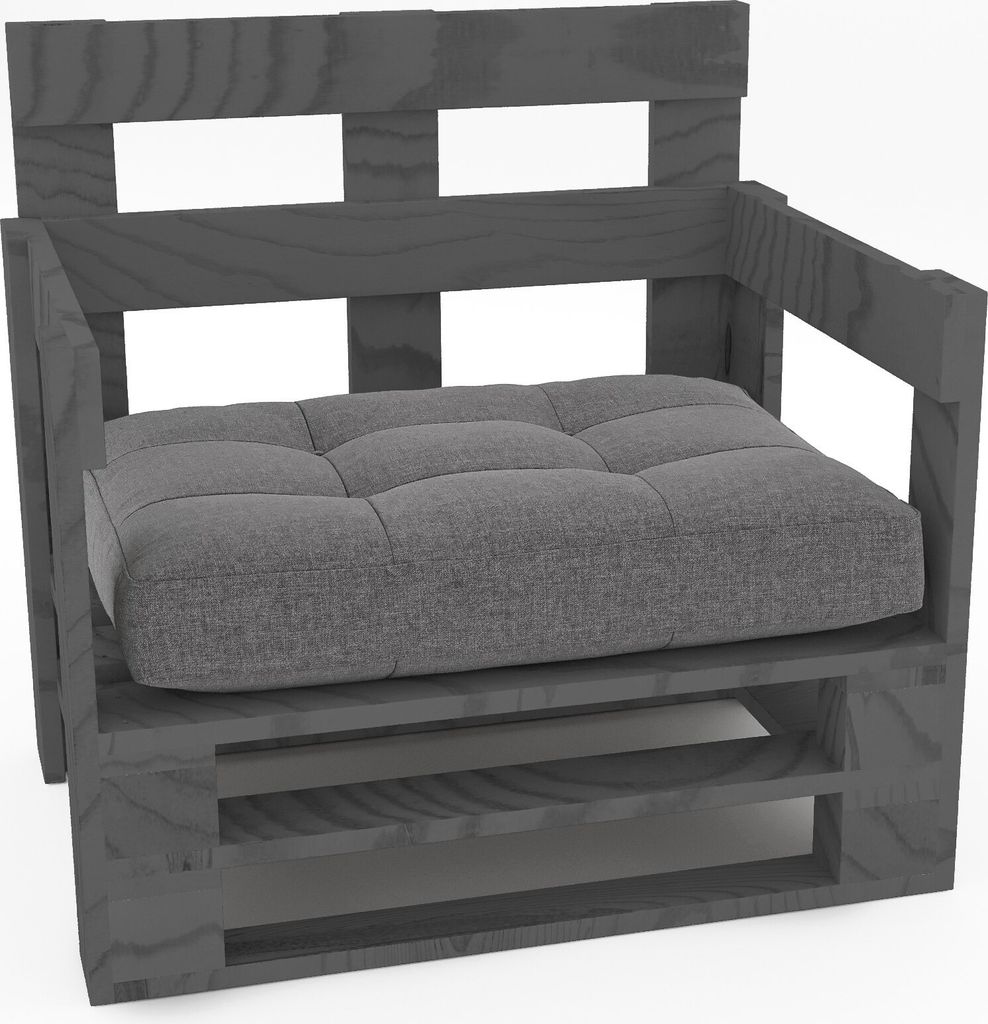 Lermowood Palettenmöbel Mpe Sessel 80 x 60 cm Grau | Europaletten Indoor und Outdoor Lounge Gartenmöbel Holz Gartenmöbel Set Lounge Möbel Terra...