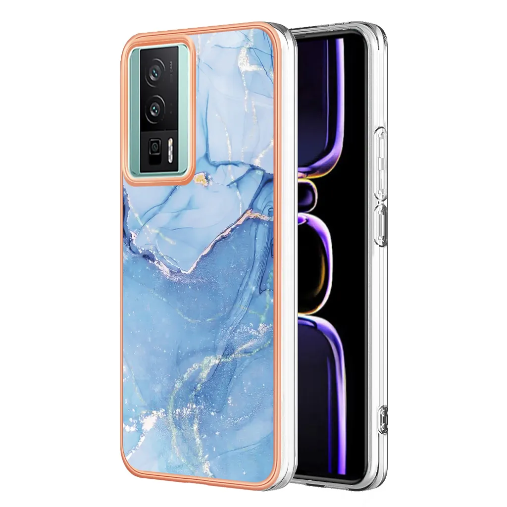 Custodia Xiaomi Poco F5 Pro in Silicone TPU Blu con Motivo Antiurto