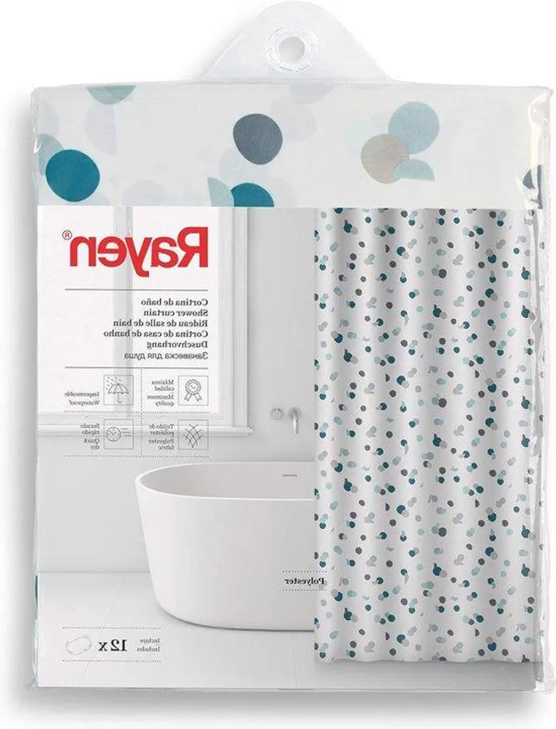 Rideau de douche en polyester anti-moisissure pour baignoire familiale