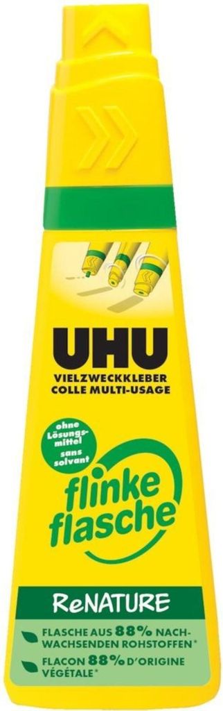 UHU Vielzweckkleber flinke Flasche Renature 100g, 60 °C, Produktbild 