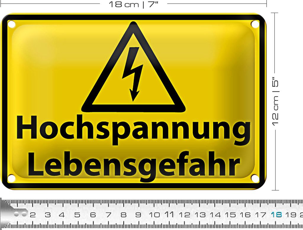Blechschild Warnschild 18x12cm Hochspannung Lebensgefahr