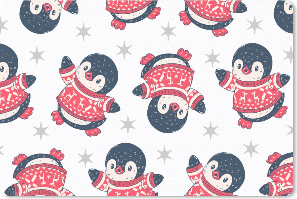 MuchoWow Mauspad Mousepad Pinguin - Muster - Sterne 27x18 cm - Mousepads - Maus Mat - Pad - Mausunterlage - Büroartikel - Desk Matten