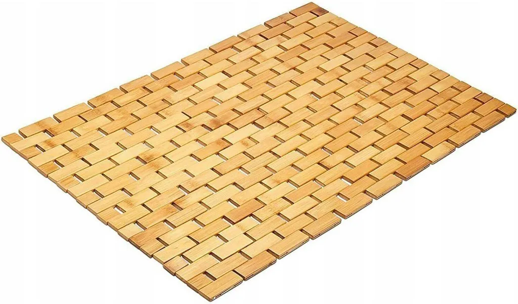 Tappeto Bagno Bambù 80x50 cm Antiscivolo: Resistente e Facile Pulizia