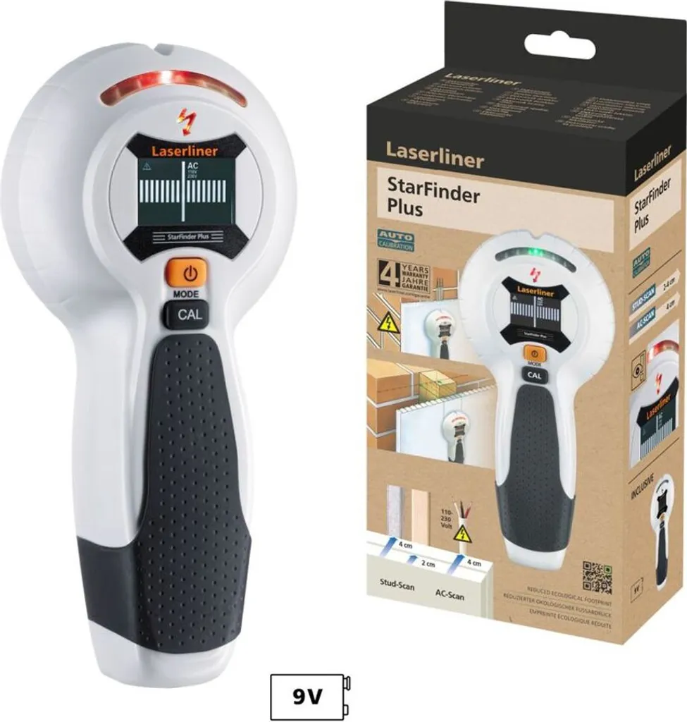 Laserliner StarFinder Plus 080.972E Détecteur de Poutres et Métal 40mm