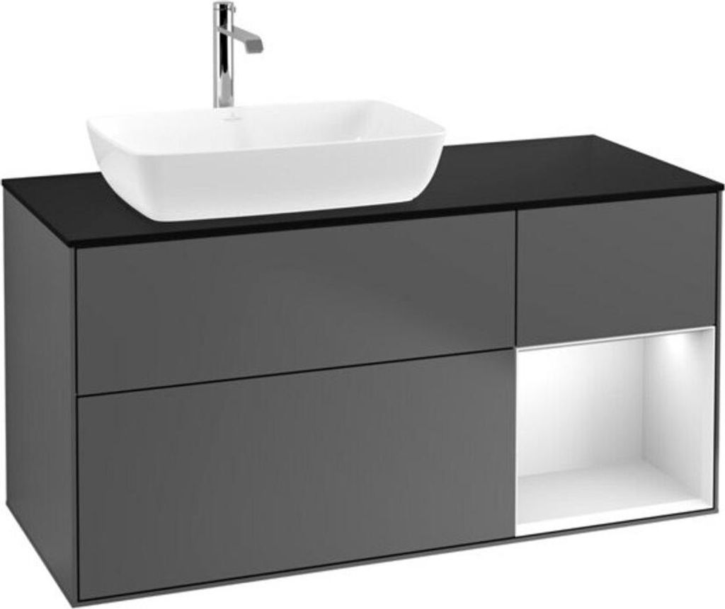 V&B Waschtischunterschrank Wandbeleuchtung Finion 120cm, Pl b m, Reg wh. m Lac, Anthrac. m