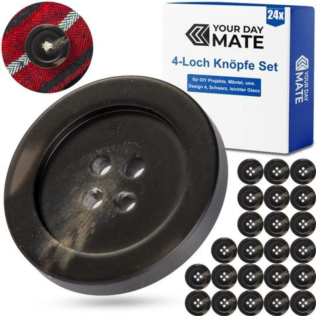 Boutons de Couture Noirs en Résine Polyester 22,7 mm Lot de 24 Pièces