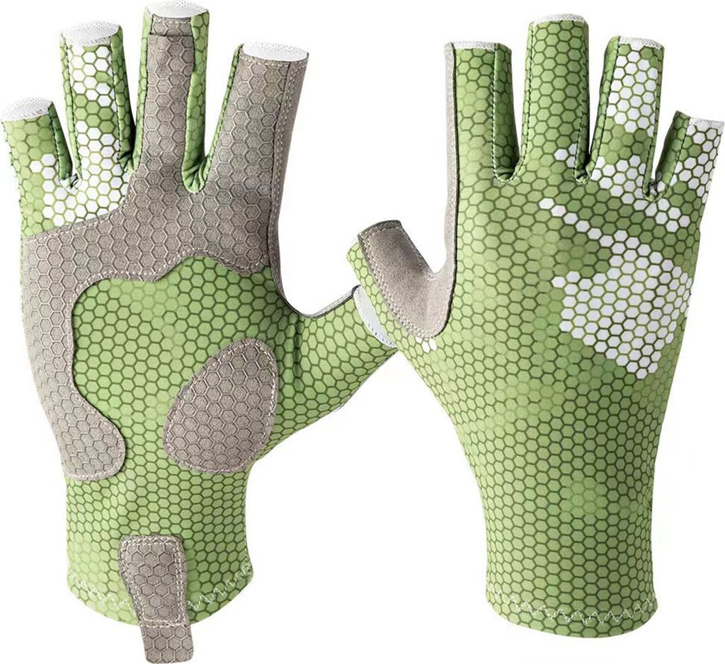 1 Paar Camouflage-Halbfinger-Angelhandschuhe, LSF 50+, UV-Schutz, leicht, für Herren und Damen, Outdoor-Sport, Segeln, Kajak, Paddeln, Rudern, fin...