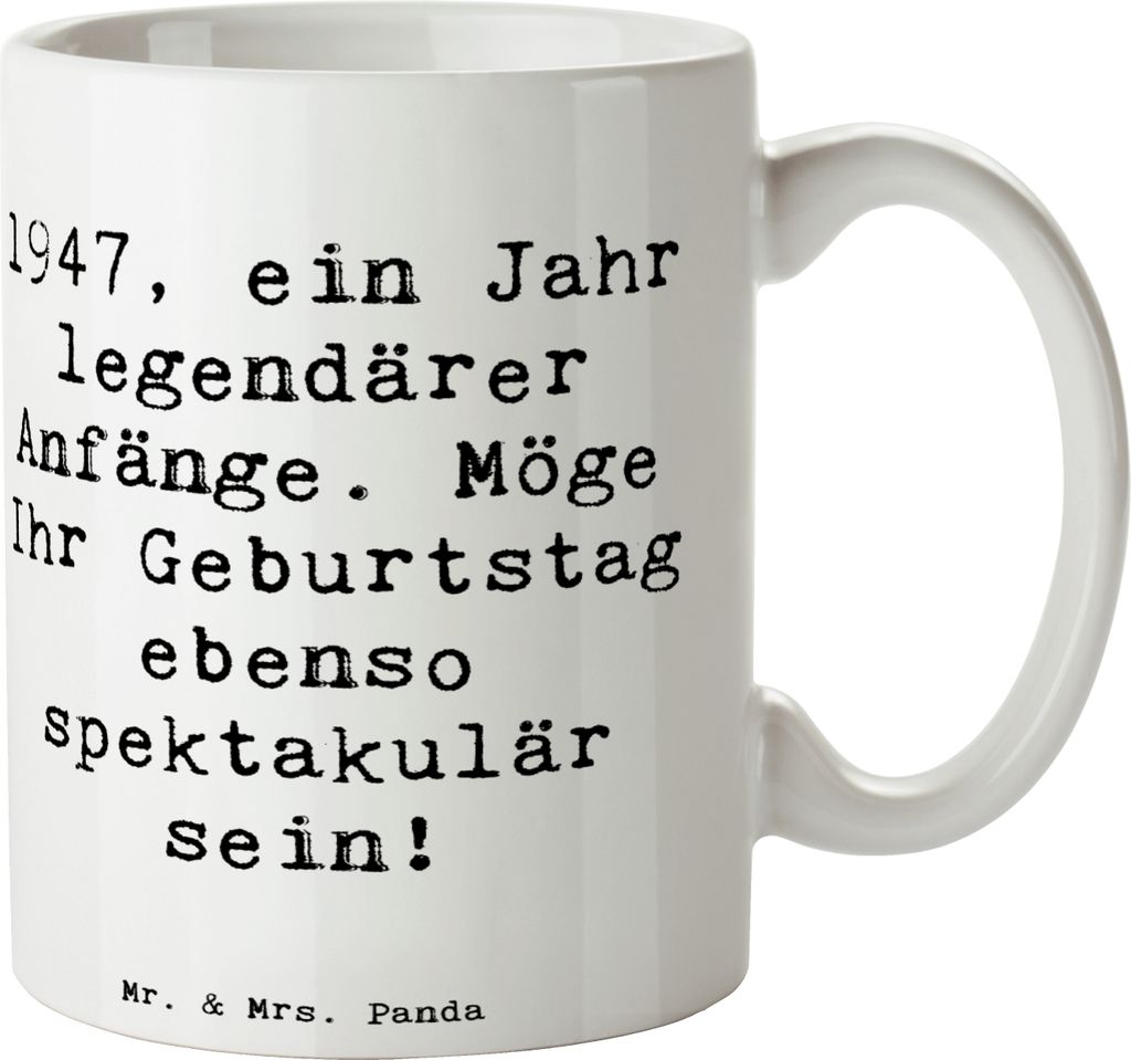 Mr. & Mrs. Panda Kaffeetasse Spruch 1947 Geburtstag - Weiß Produktbild 