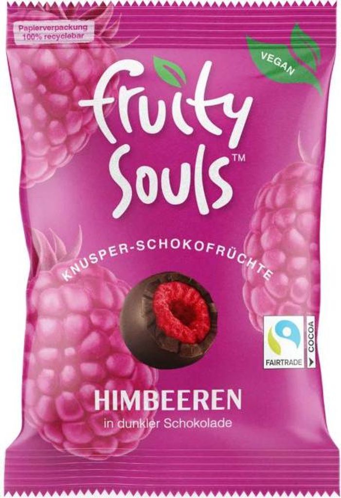 FruitySouls Knusper-Schokofrüchte Himbeeren vegan 80g