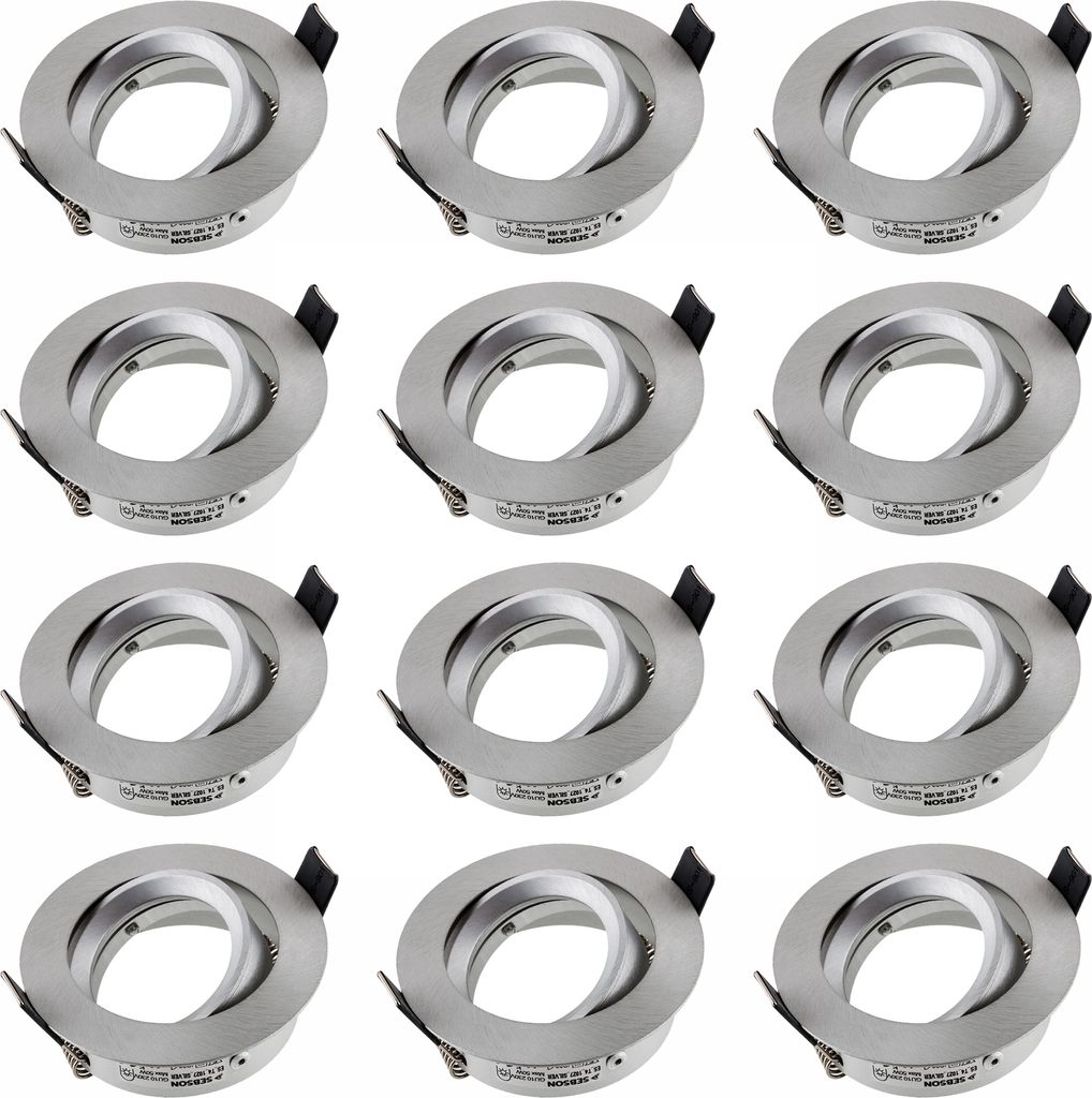 12x Einbaurahmen silber schwenkbar LED Decken Strahler inkl. GU10 Fassung SEBSON